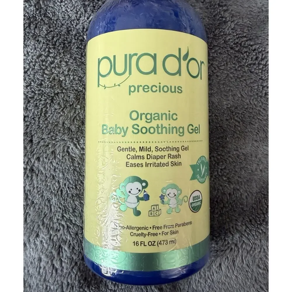 PURA D’OR Precious Organic Baby Soothing Gel Aloe Vera Diaper Rash 16 oz NEW